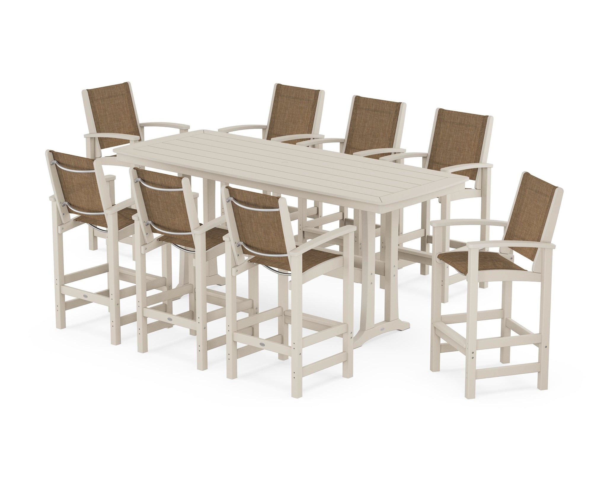 Coastal 9-Piece Bar Set with Trestle Legs