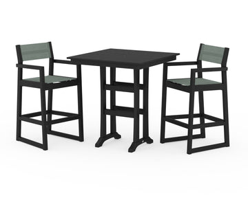 EDGE Sling Arm Chair 3-Piece Farmhouse Bar Set with Trestle Legs