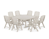 Nautical Highback 9-Piece Square Dining Set with Trestle Legs