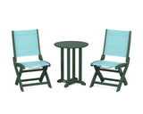 Coastal Folding Side Chair 3-Piece Round Bistro Dining Set