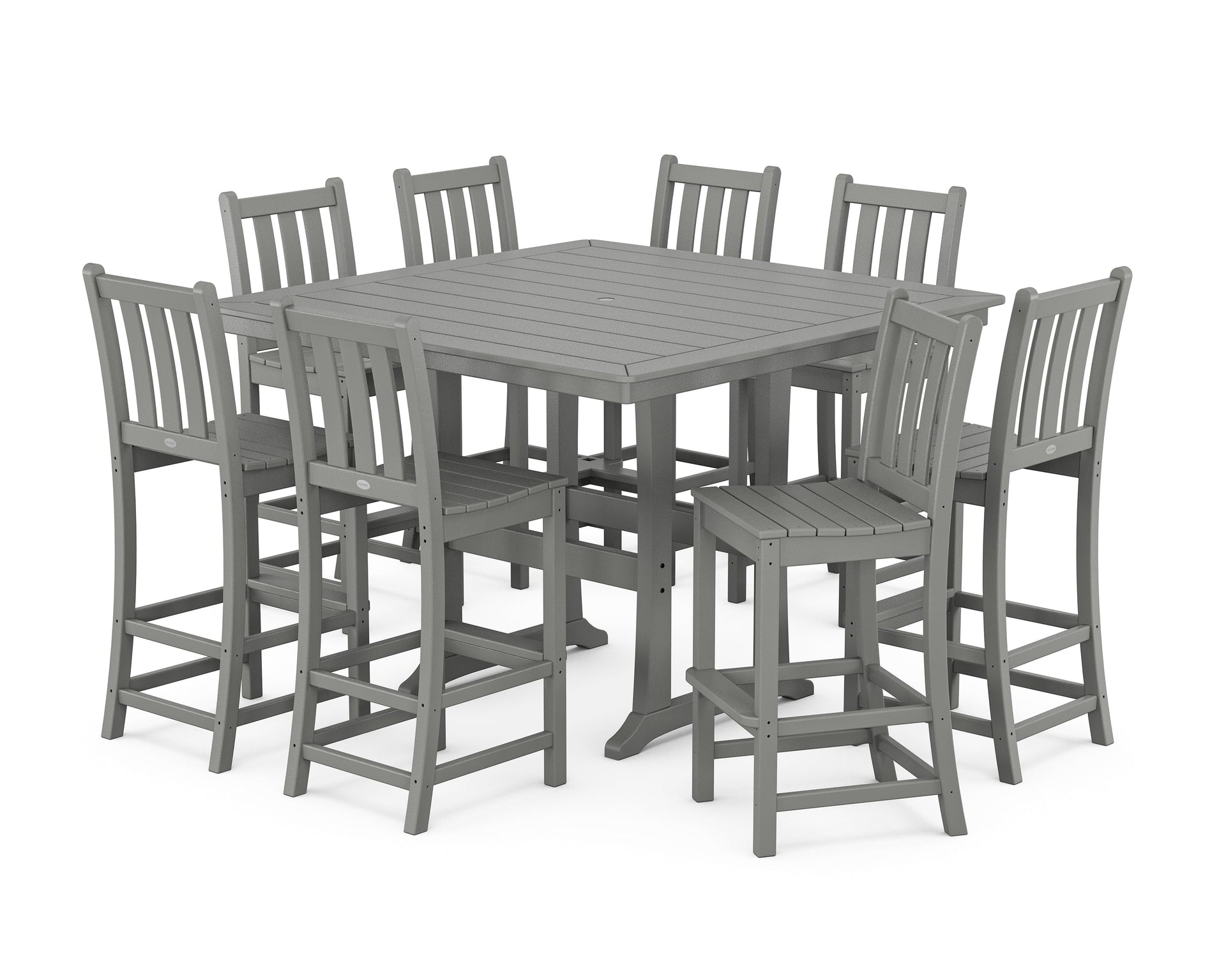 Traditional Garden 9-Piece Nautical Trestle Bar Set