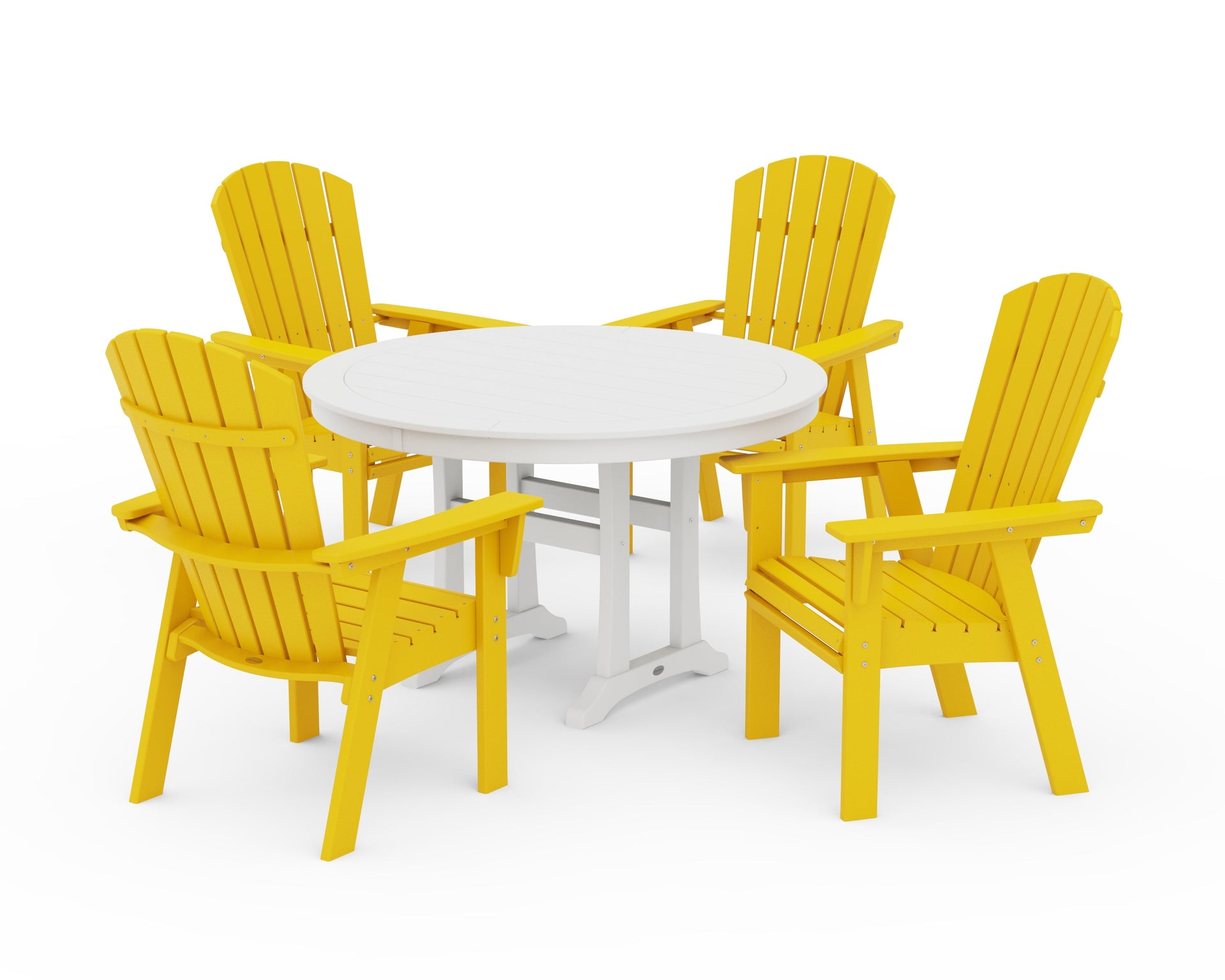 Nautical Curveback Adirondack 5-Piece Round Dining Set with Trestle Legs
