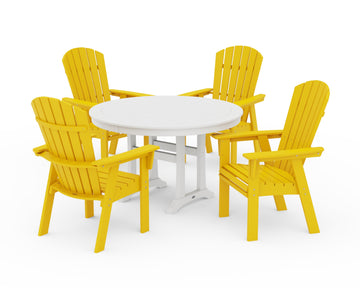 Nautical Curveback Adirondack 5-Piece Round Dining Set with Trestle Legs