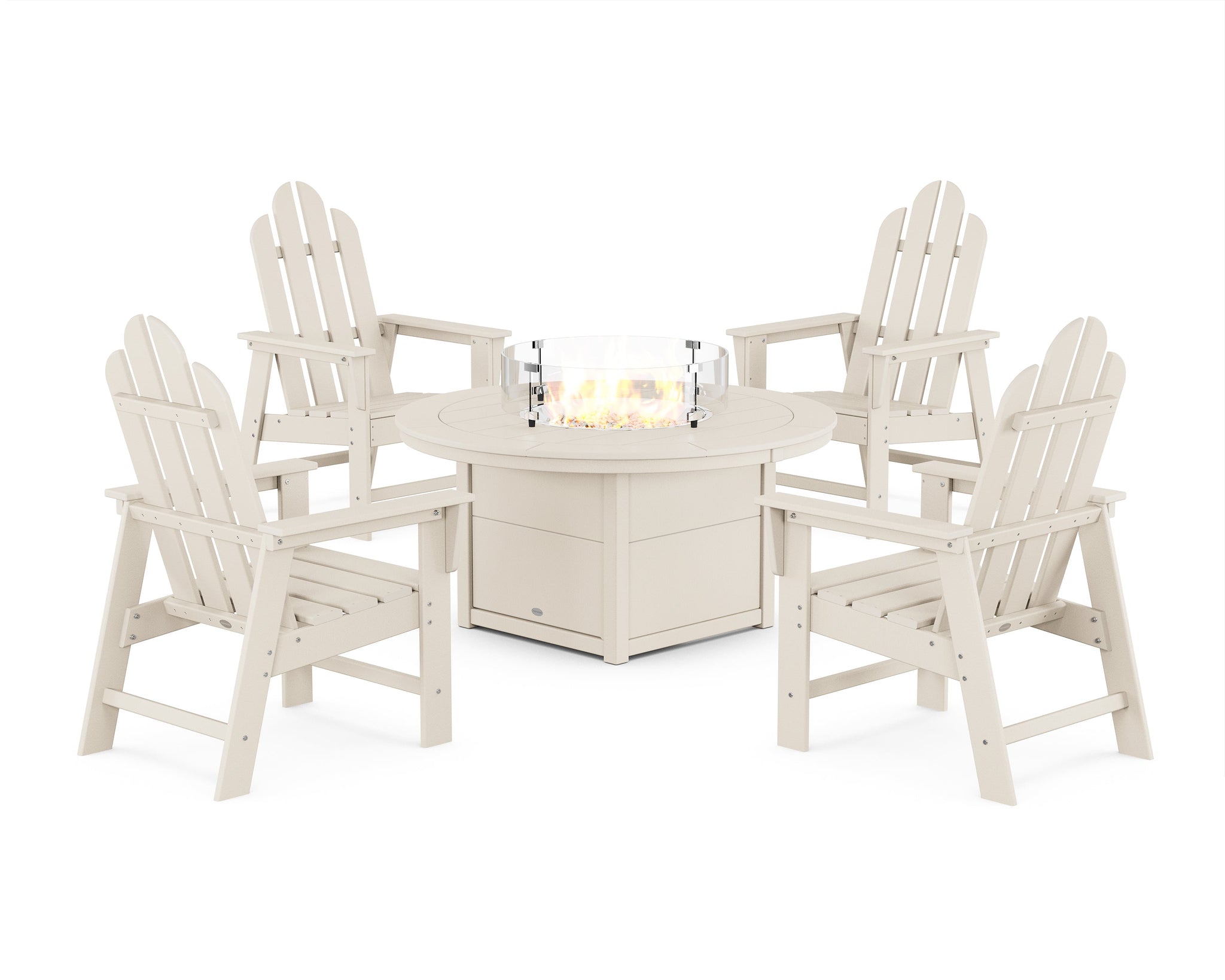 Long Island 4-Piece Upright Adirondack Conversation Set with Fire Pit Table