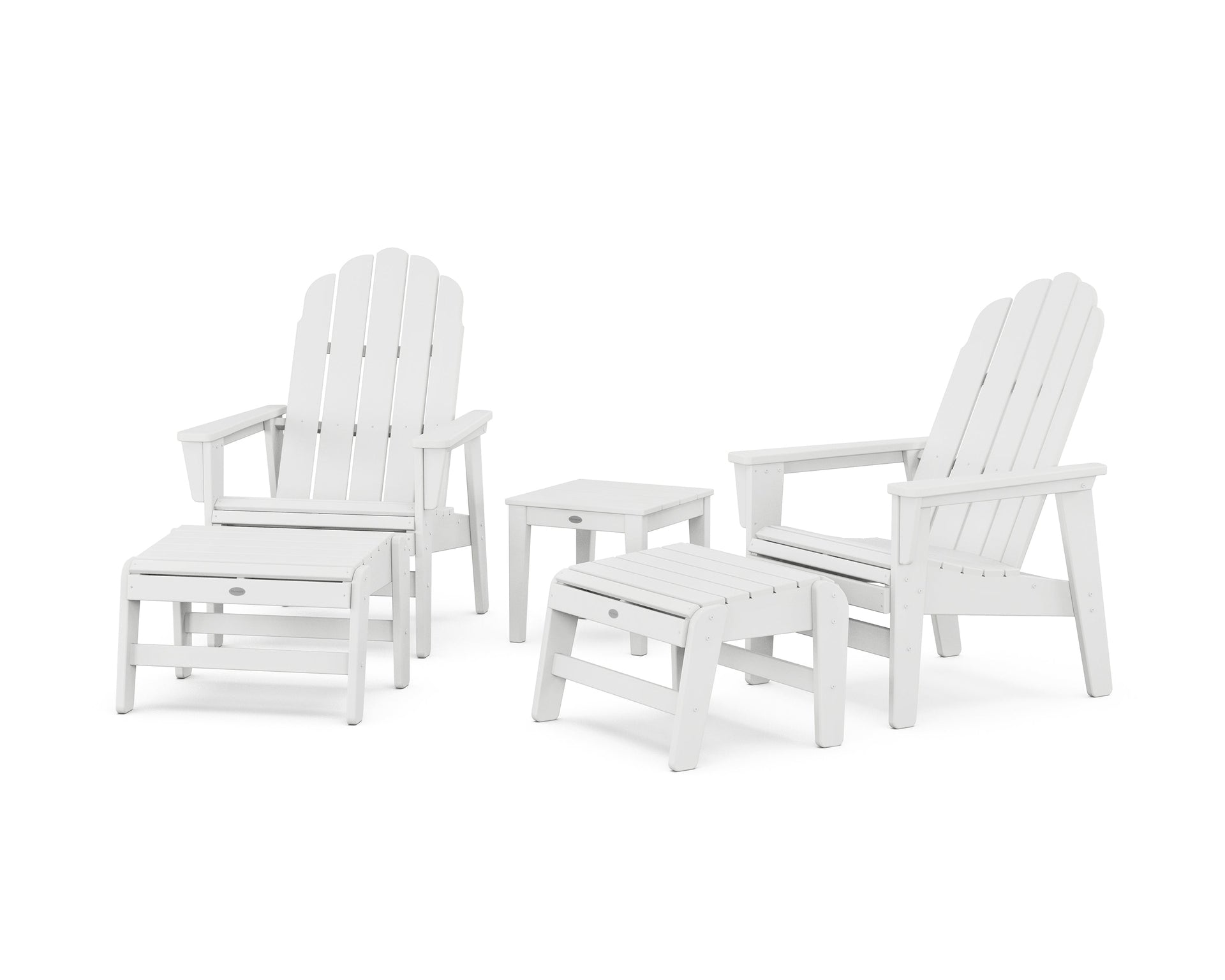 5-Piece Vineyard Grand Upright Adirondack Set with Ottomans and Side Table