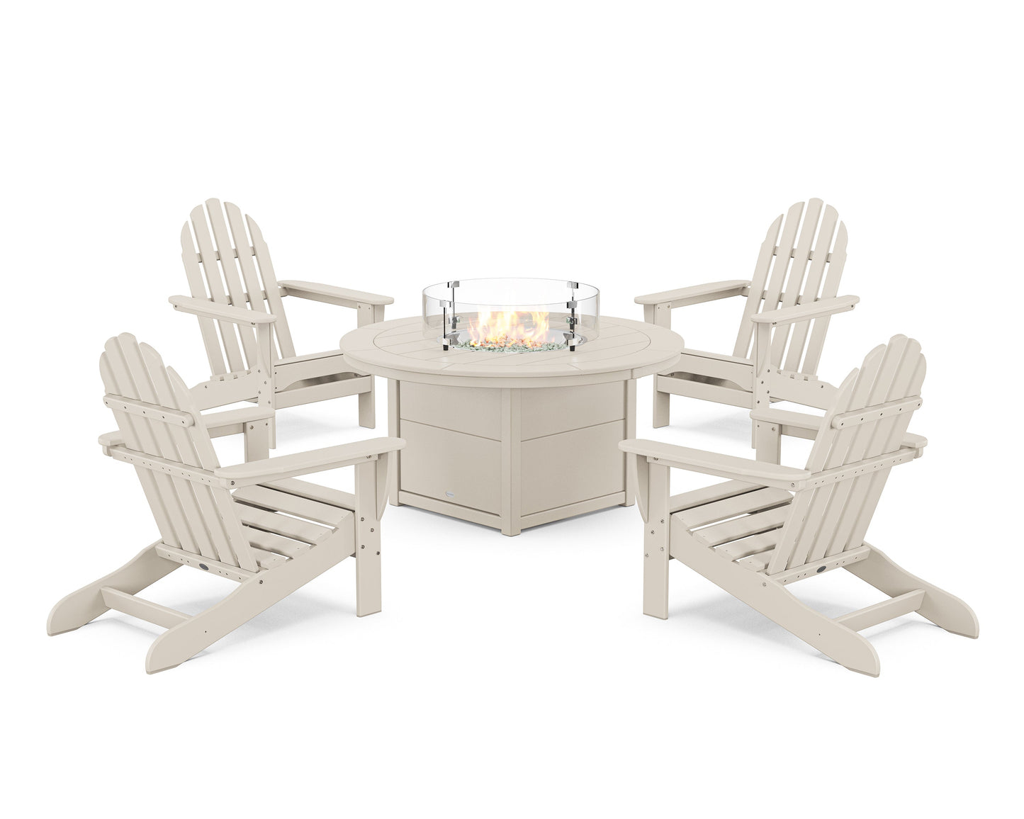 Classic Adirondack 5-Piece Conversation Set with Fire Pit Table