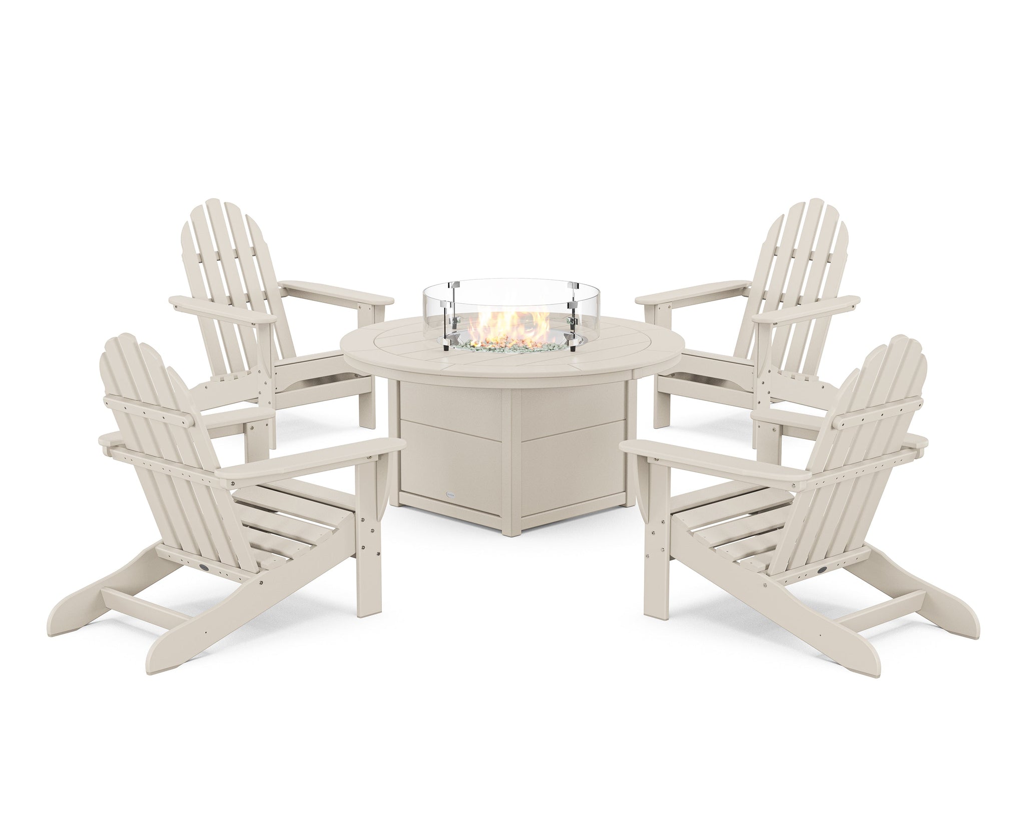 Classic Adirondack 5-Piece Conversation Set with Fire Pit Table