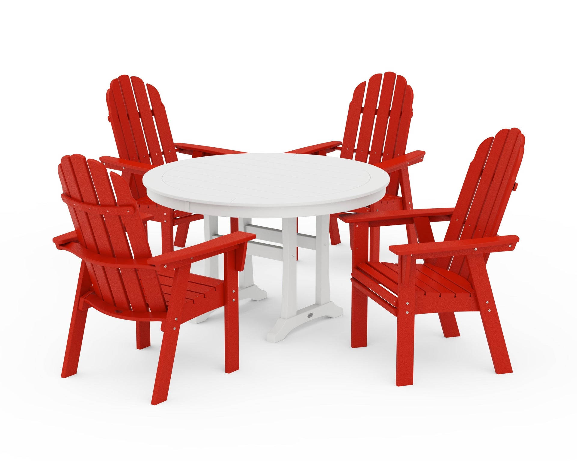 Vineyard Curveback Adirondack 5-Piece Nautical Trestle Dining Set