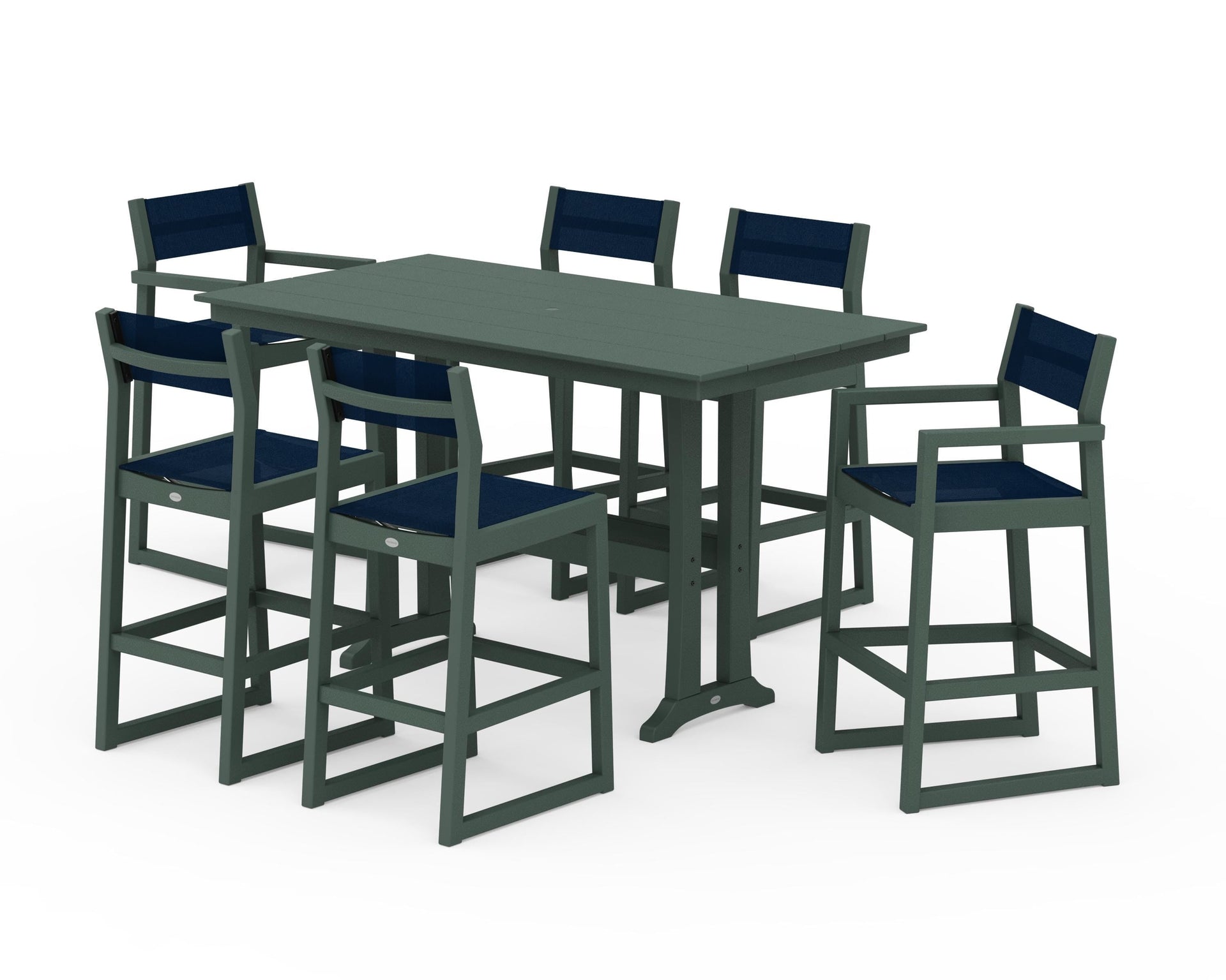EDGE Sling 7-Piece Farmhouse Bar Set with Trestle Legs