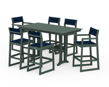 EDGE Sling 7-Piece Farmhouse Bar Set with Trestle Legs