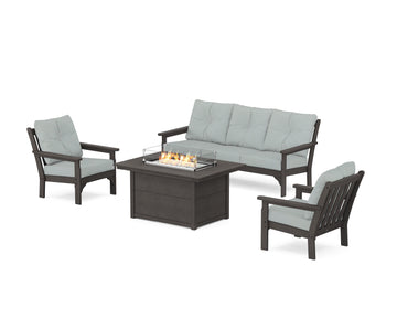 Vineyard Deep Seating Fire Pit Table Set