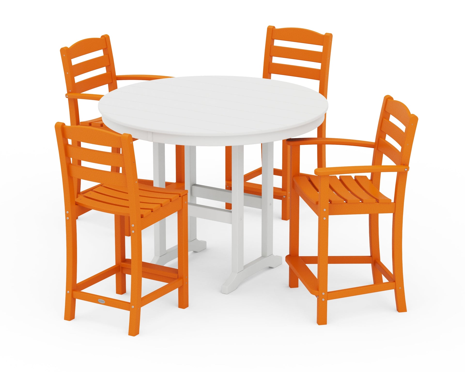 La Casa Café 5-Piece Round Farmhouse Counter Dining Set