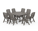 Nautical Highback 9-Piece Square Dining Set with Trestle Legs