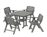 Nautical Folding Lowback Chair 5-Piece Dining Set