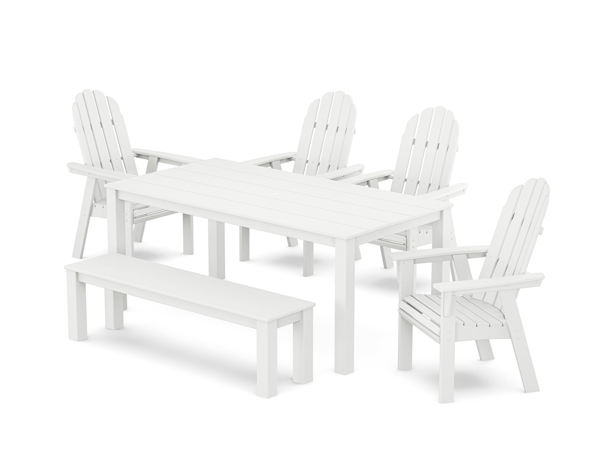 Vineyard Curveback Adirondack 6-Piece Parsons Dining Set with Bench