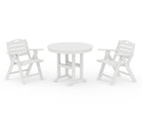 Nautical Folding Lowback Chair 3-Piece Round Dining Set