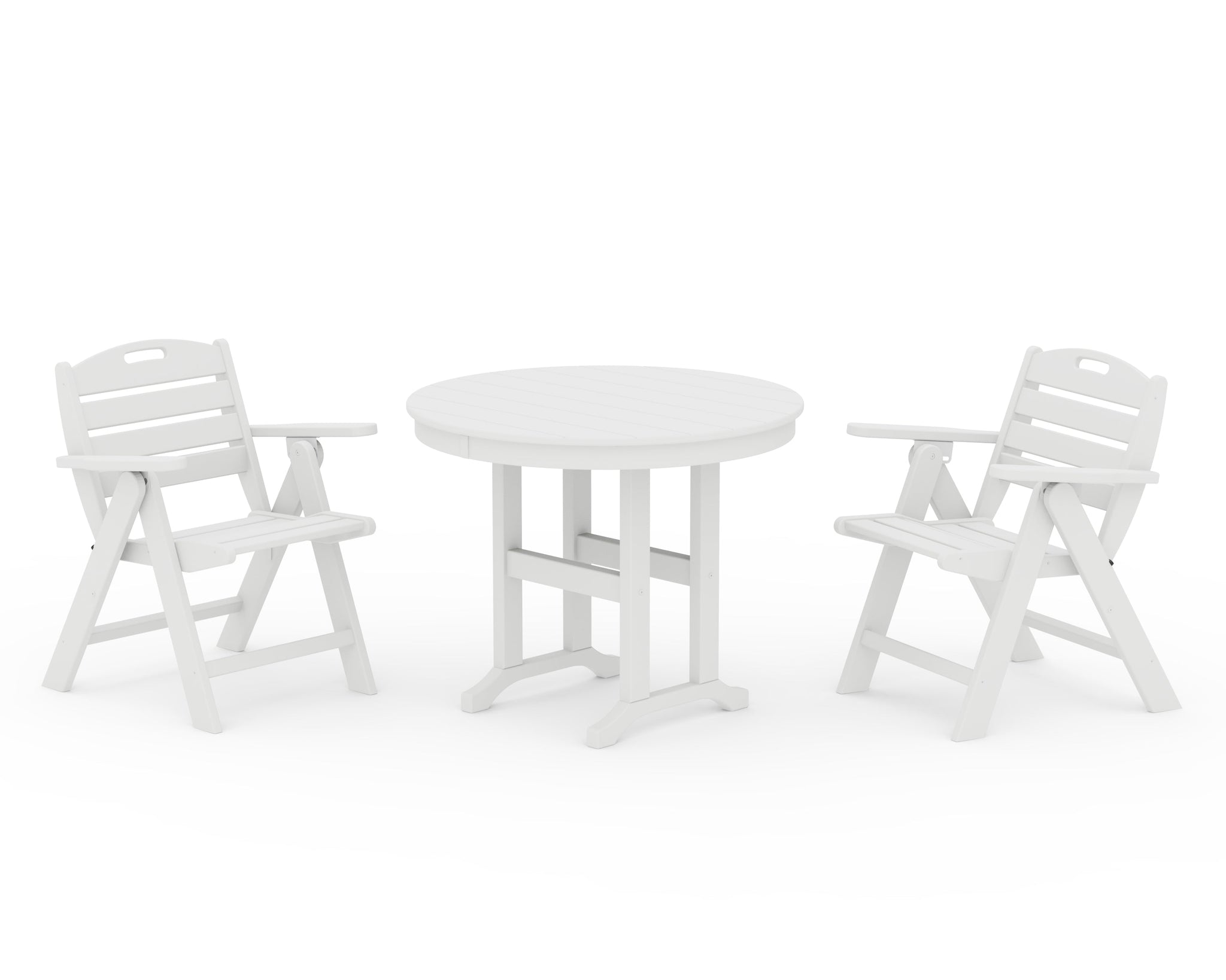 Nautical Folding Lowback Chair 3-Piece Round Dining Set
