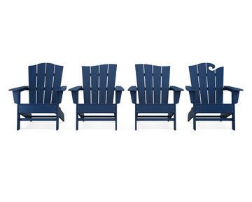 Wave Collection 4-Piece Adirondack Chair Set