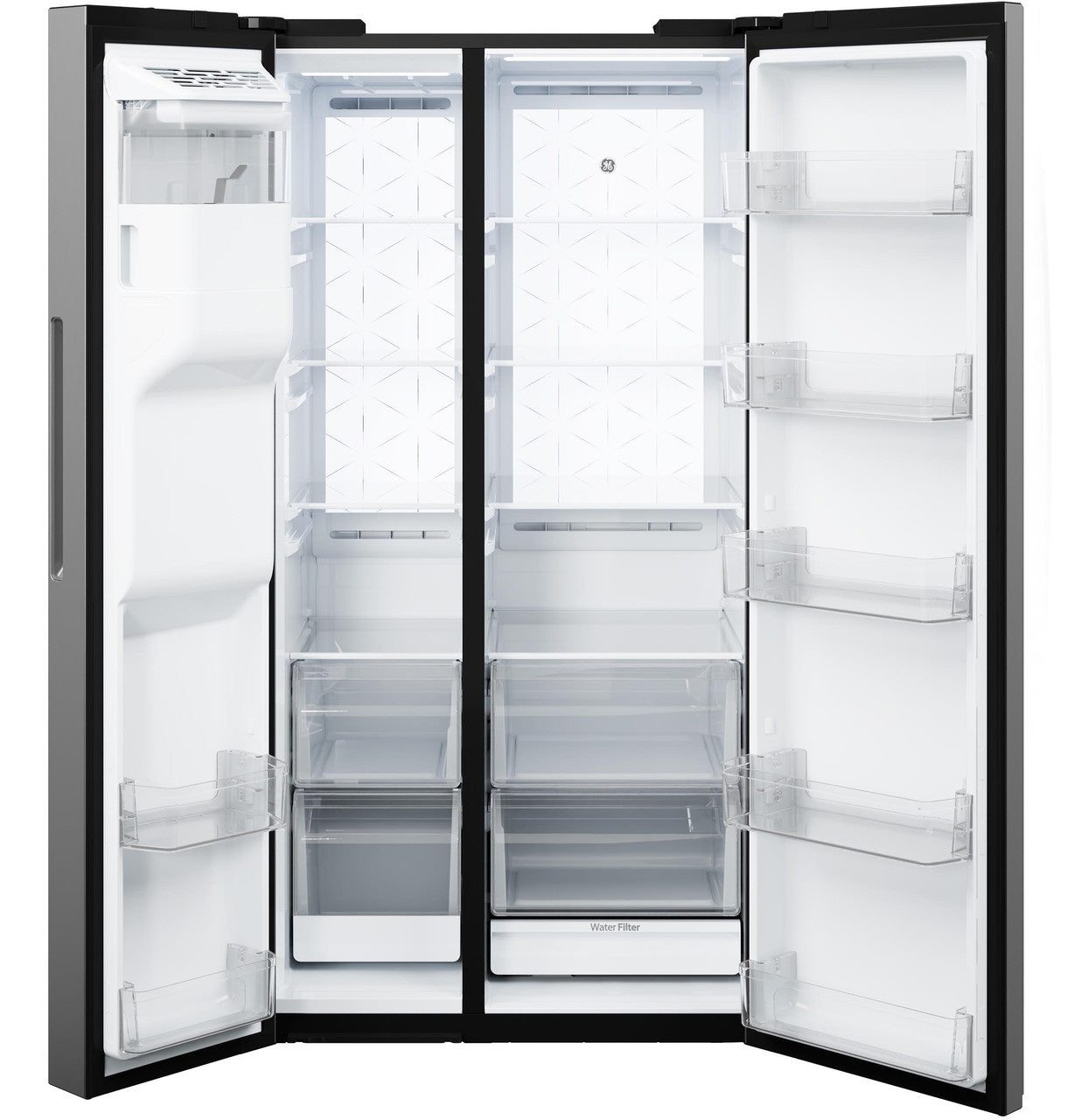GE® 27.7 Cu. Ft. Side-By-Side Refrigerator with LED Light Walls, Extra Tall Dispenser, and Integrated Handles
