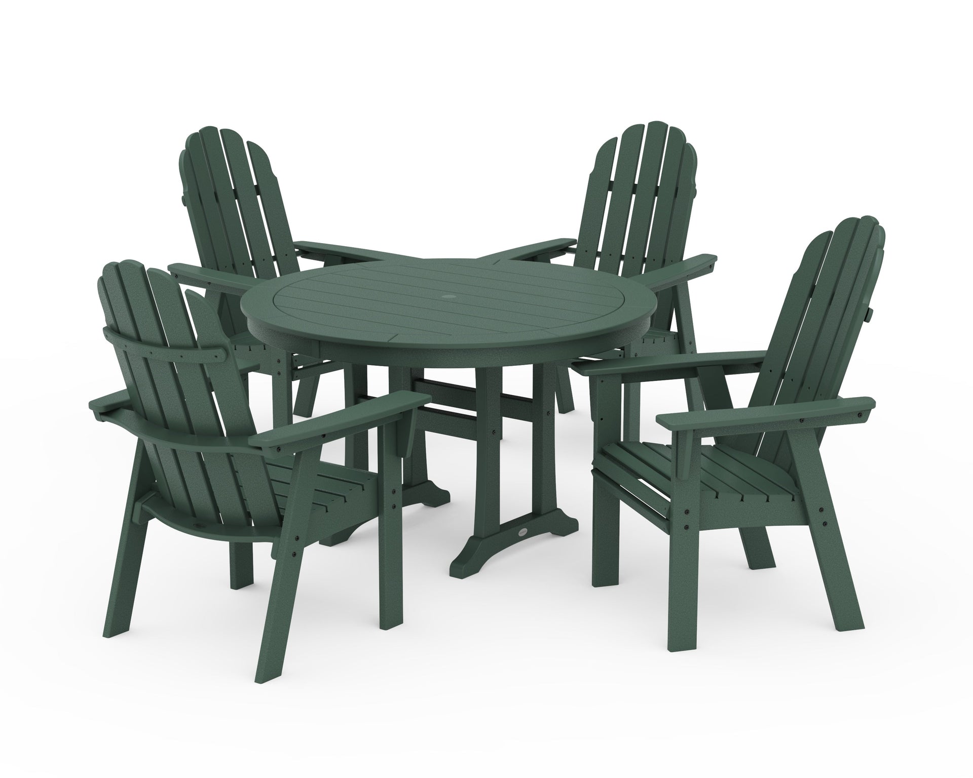Vineyard Curveback Adirondack 5-Piece Nautical Trestle Dining Set