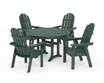Vineyard Curveback Adirondack 5-Piece Nautical Trestle Dining Set