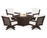 Vineyard 5-Piece Deep Seating Swivel Conversation Set with Fire Pit Table