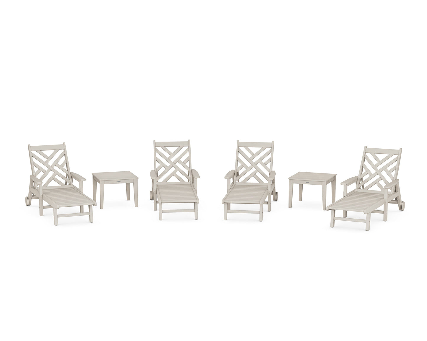 Chippendale 6-Piece Chaise Set with Arms and Wheels