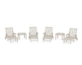 Chippendale 6-Piece Chaise Set with Arms and Wheels