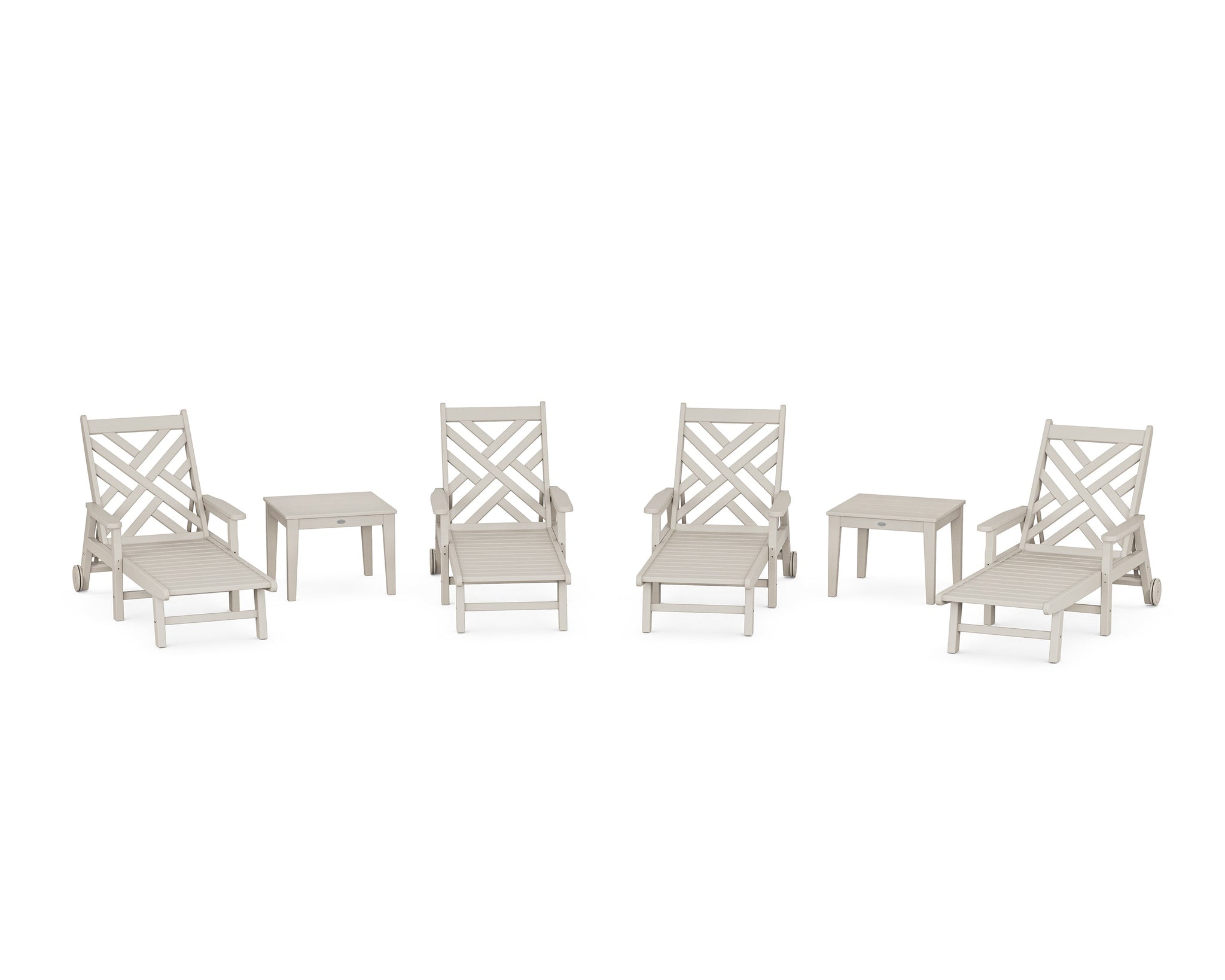 Chippendale 6-Piece Chaise Set with Arms and Wheels