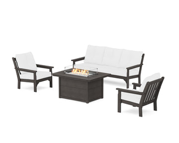 Vineyard Deep Seating Fire Pit Table Set