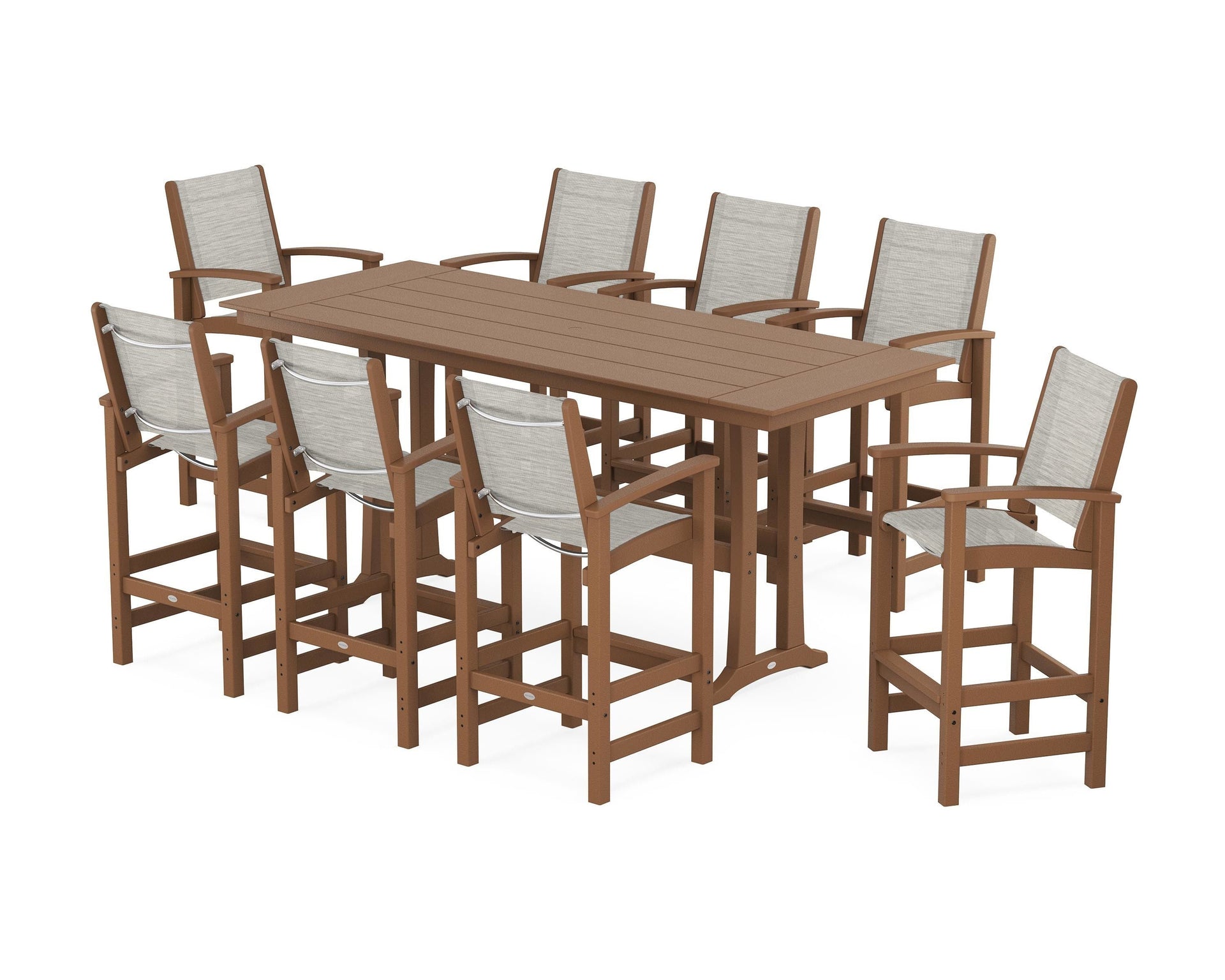 Coastal 9-Piece Farmhouse Bar Set with Trestle Legs