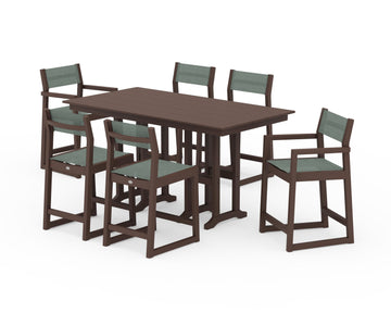 EDGE Sling 7-Piece Farmhouse Counter Set with Trestle Legs