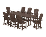 Nautical Curveback Adirondack Swivel Chair 9-Piece Farmhouse Counter Set with Trestle Legs