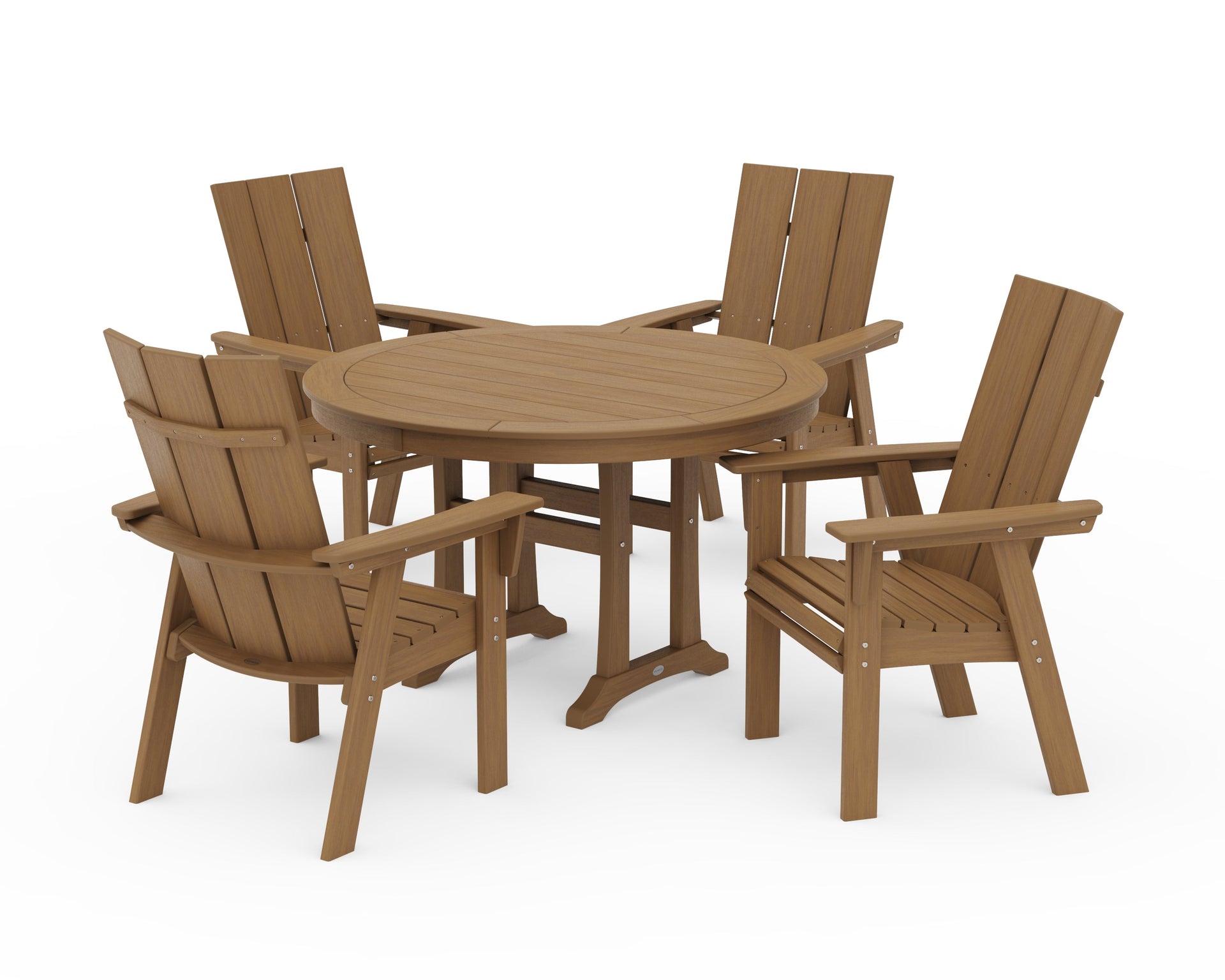 Modern Curveback Adirondack 5-Piece Nautical Trestle Dining Set