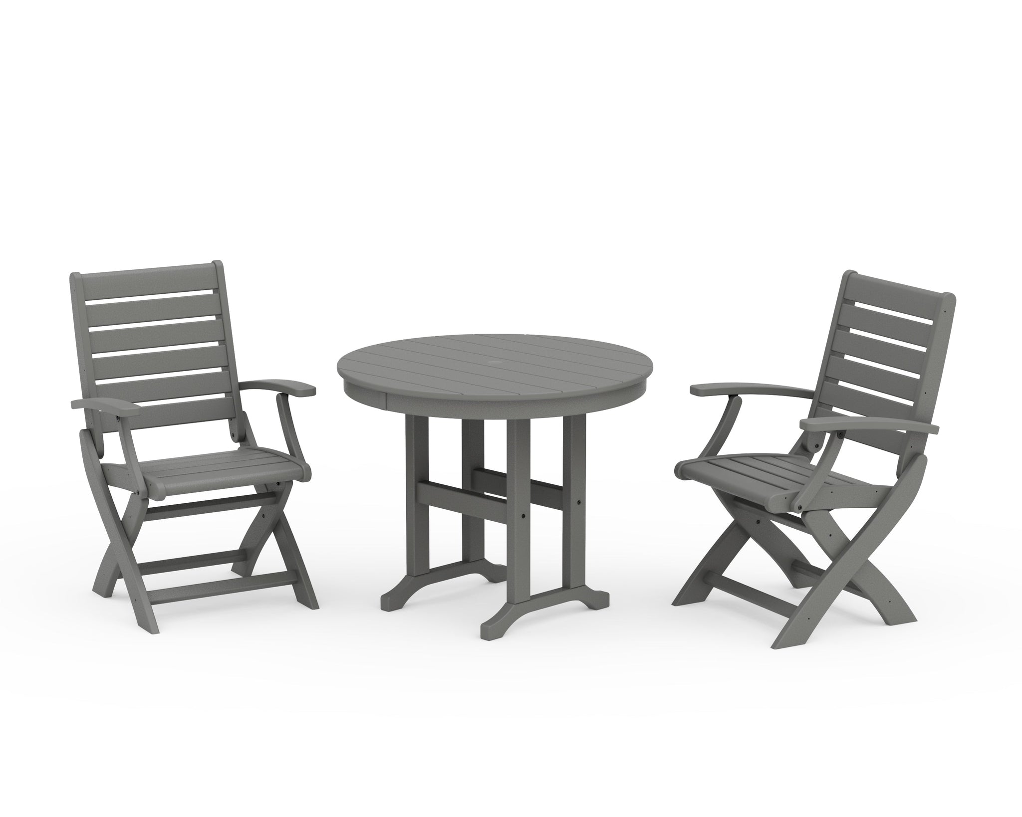 Signature Folding Chair 3-Piece Round Farmhouse Dining Set