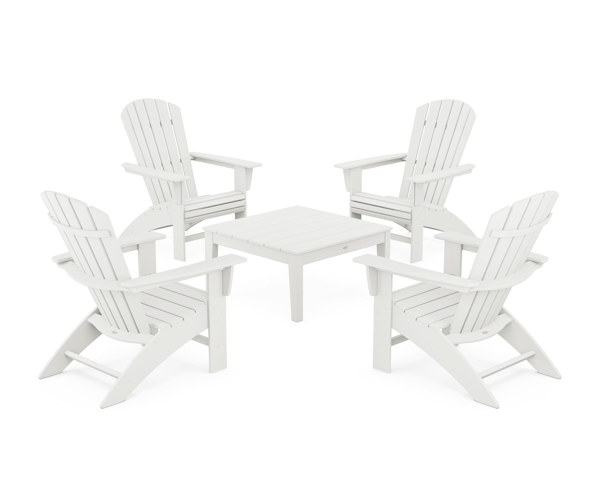 5-Piece Nautical Curveback Adirondack Chair Conversation Set with 36" Conversation Table