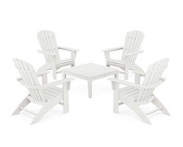 5-Piece Nautical Curveback Adirondack Chair Conversation Set with 36" Conversation Table