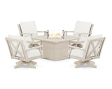 Braxton 5-Piece Deep Seating Swivel Conversation Set with Fire Pit Table