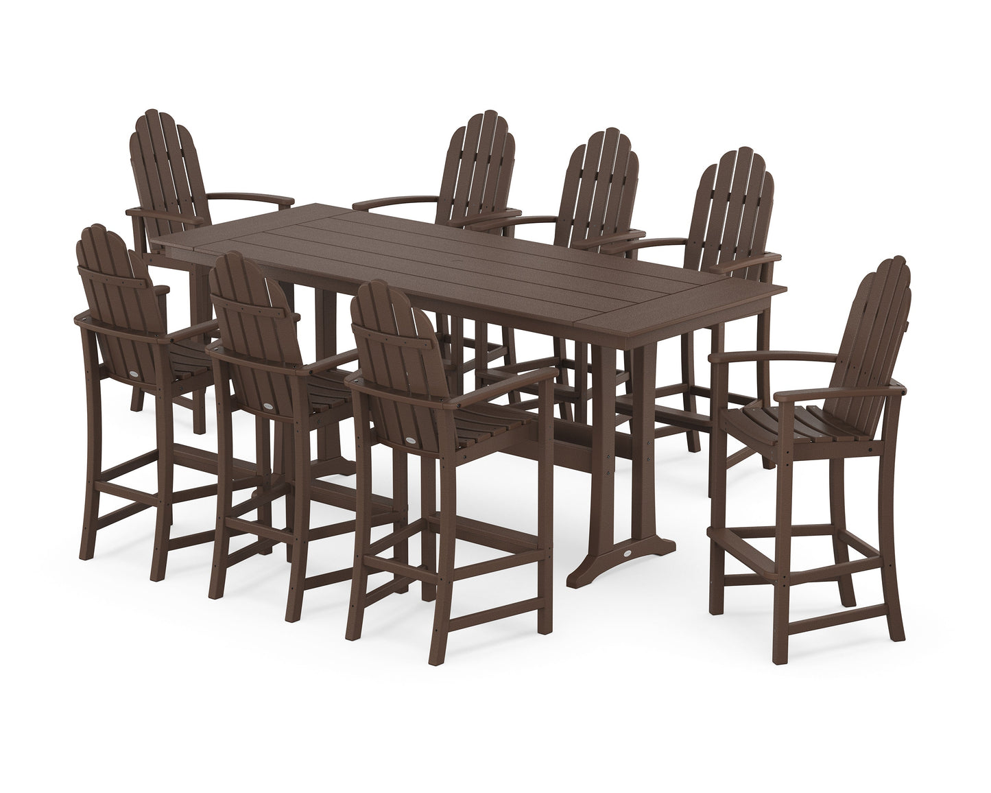 Classic Adirondack 9-Piece Farmhouse Bar Set with Trestle Legs
