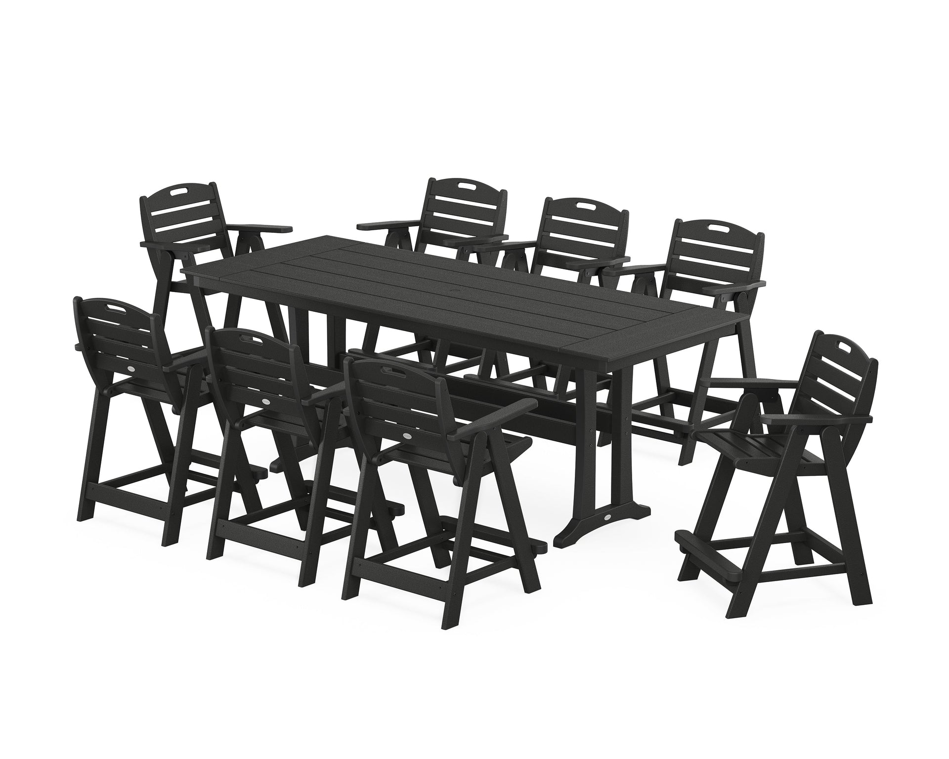 Nautical 9-Piece Farmhouse Counter Set with Trestle Legs