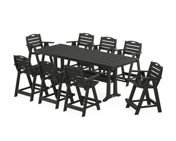 Nautical 9-Piece Farmhouse Counter Set with Trestle Legs