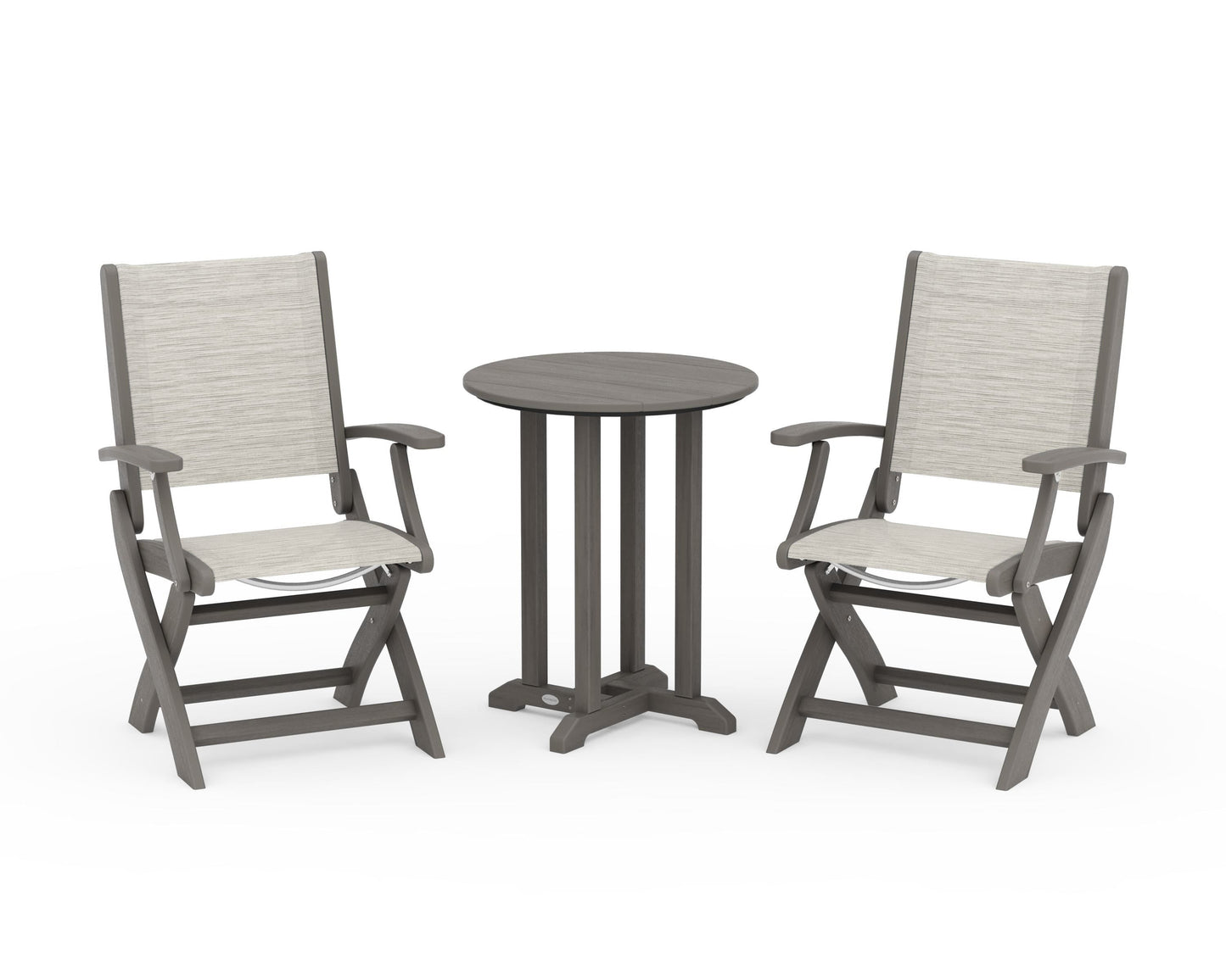 Coastal Folding 3-Piece Round Bistro Dining Set
