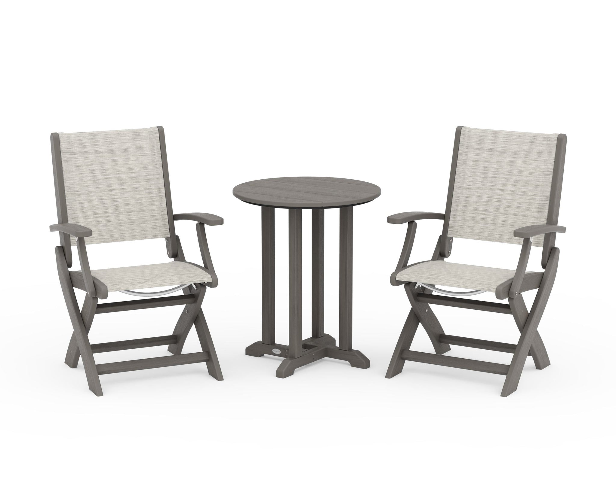 Coastal Folding 3-Piece Round Bistro Dining Set