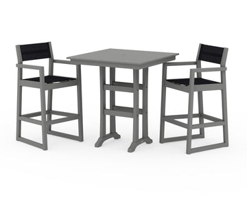 EDGE Sling Arm Chair 3-Piece Farmhouse Bar Set with Trestle Legs