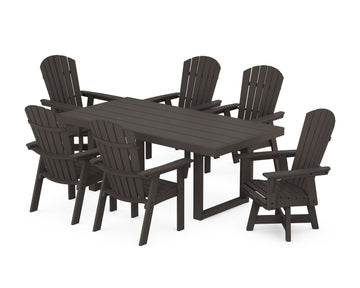 Nautical Curveback Adirondack Swivel Chair 7-Piece Dining Set