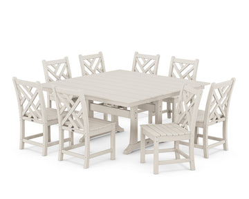 Chippendale 9-Piece Farmhouse Trestle Dining Set