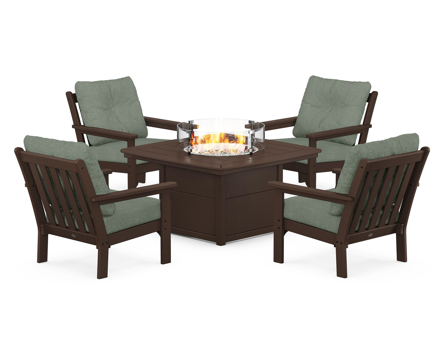 Vineyard 5-Piece Conversation Set with Fire Pit Table