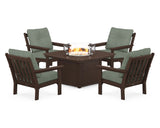 Vineyard 5-Piece Conversation Set with Fire Pit Table