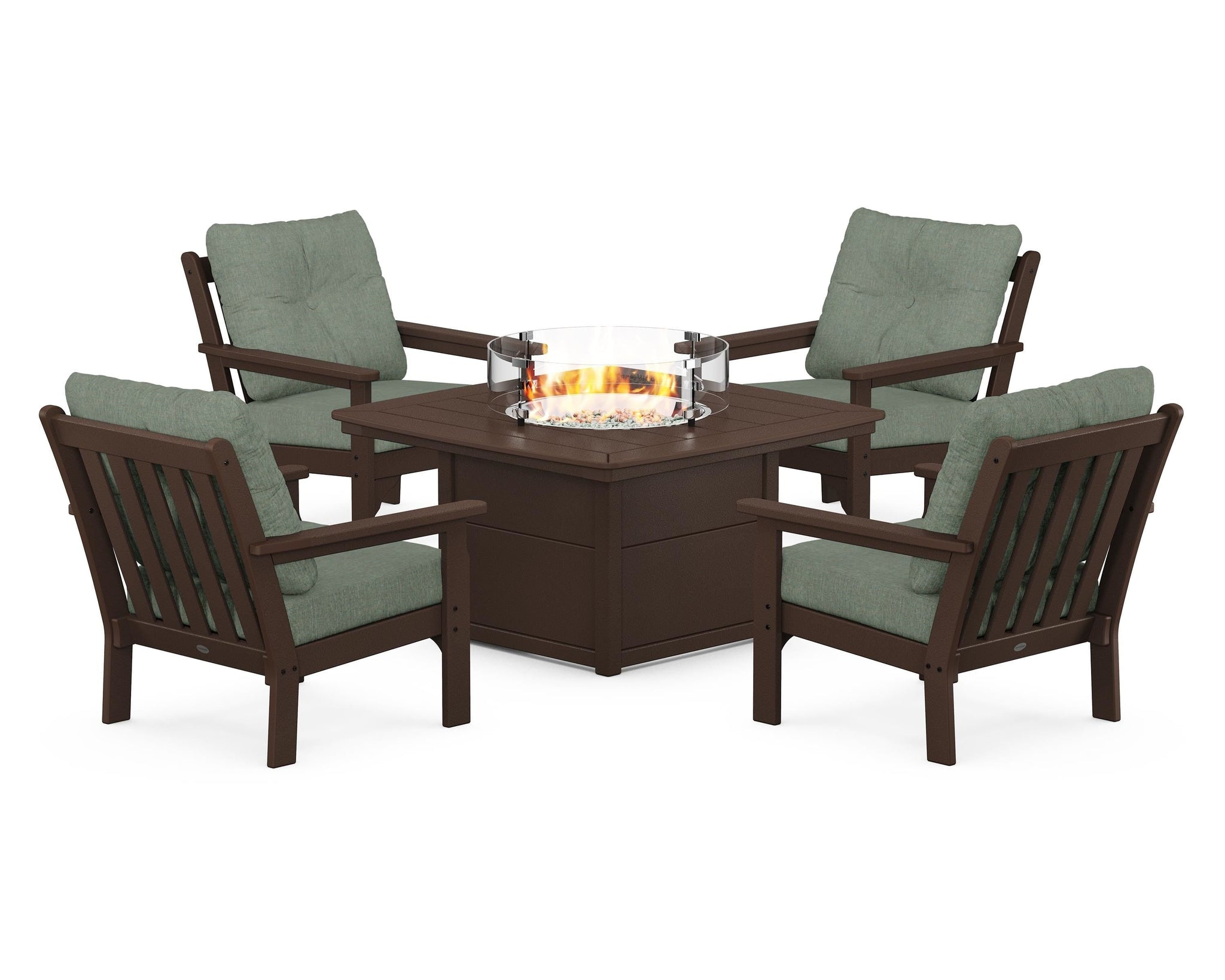 Vineyard 5-Piece Conversation Set with Fire Pit Table