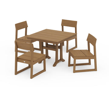 EDGE 5-Piece Farmhouse Trestle Side Chair Dining Set